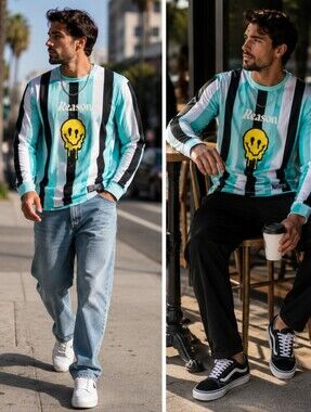 Reason Long Sleeve T-Shirt Striped Size Medium